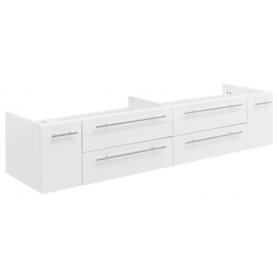 Fresca Lucera 72" White Wall Hung Double Undermount Sink Modern Bathroom Cabinet