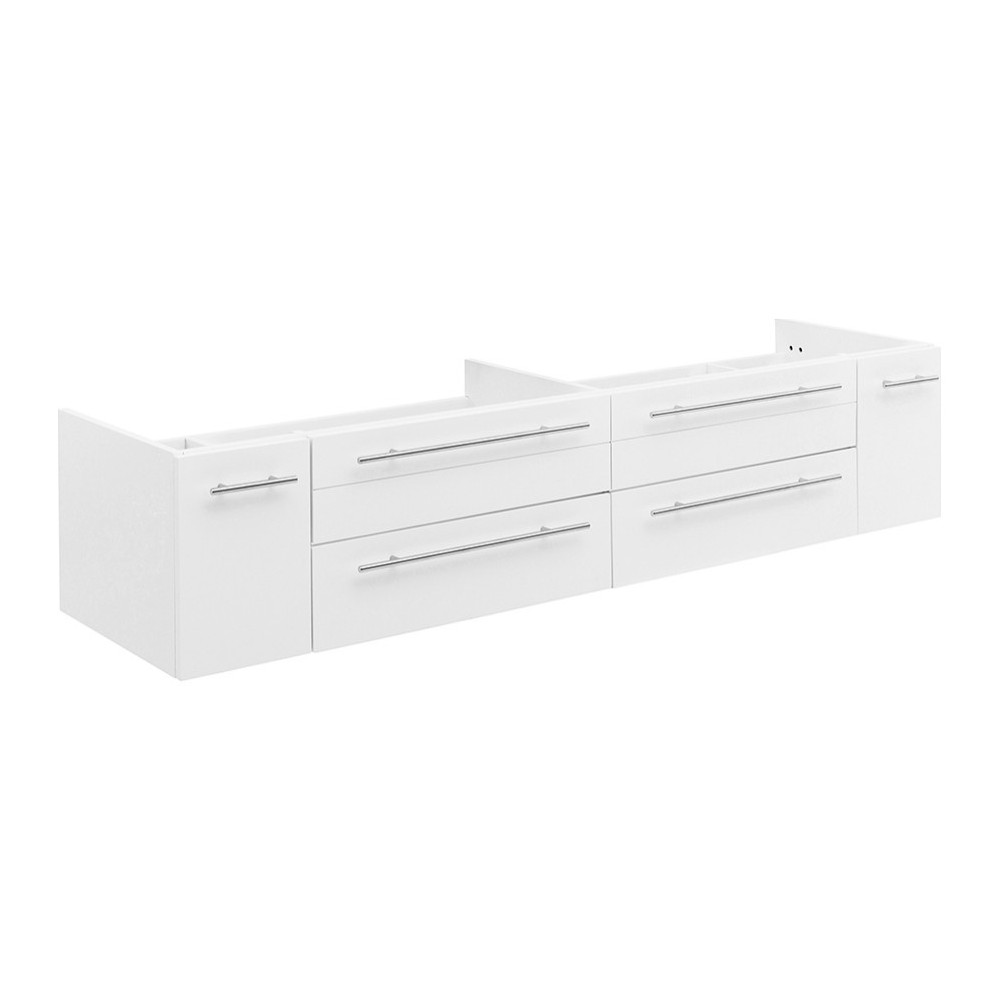 Fresca Lucera 72" White Wall Hung Double Undermount Sink Modern Bathroom Cabinet