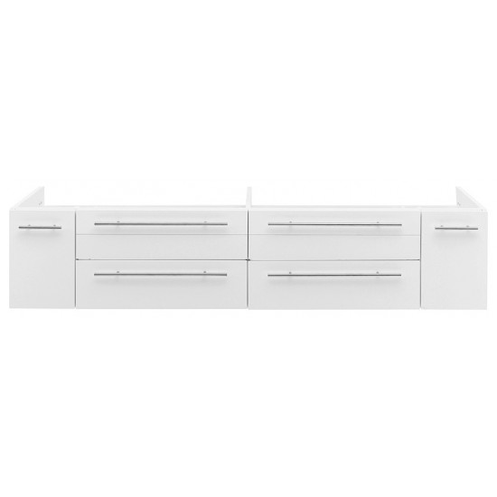 Fresca Lucera 72" White Wall Hung Double Undermount Sink Modern Bathroom Cabinet