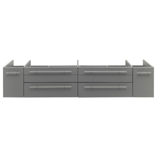 Fresca Lucera 72" Gray Wall Hung Double Vessel Sink Modern Bathroom Cabinet