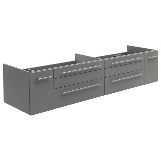 Fresca Lucera 72" Gray Wall Hung Double Undermount Sink Modern Bathroom Cabinet