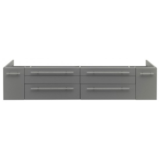 Fresca Lucera 72" Gray Wall Hung Double Undermount Sink Modern Bathroom Cabinet