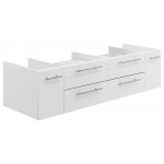 Fresca Lucera 60" White Wall Hung Double Vessel Sink Modern Bathroom Cabinet