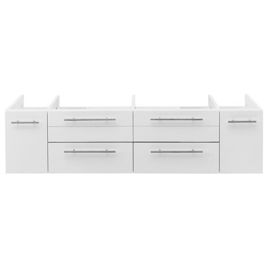 Fresca Lucera 60" White Wall Hung Double Vessel Sink Modern Bathroom Cabinet