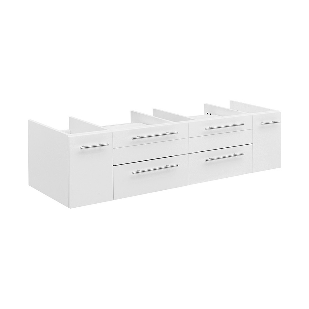 Fresca Lucera 60" White Wall Hung Single Vessel Sink Modern Bathroom Cabinet