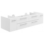 Fresca Lucera 60" White Wall Hung Single Undermount Sink Modern Bathroom Cabinet