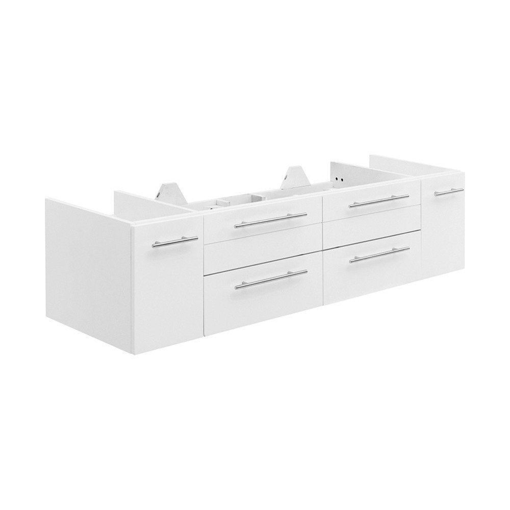 Fresca Lucera 60" White Wall Hung Single Undermount Sink Modern Bathroom Cabinet