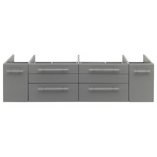 Fresca Lucera 60" Gray Wall Hung Double Vessel Sink Modern Bathroom Cabinet