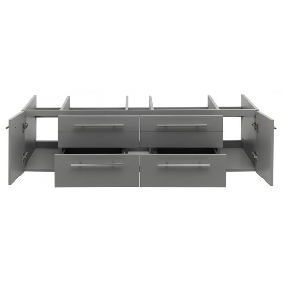 Fresca Lucera 60" Gray Wall Hung Single Vessel Sink Modern Bathroom Cabinet