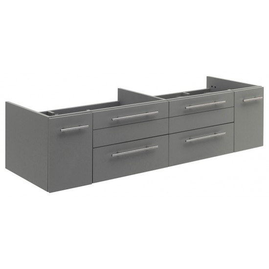 Fresca Lucera 60" Gray Wall Hung Double Undermount Sink Modern Bathroom Cabinet