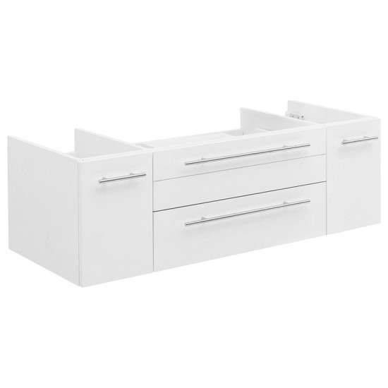 Fresca Lucera 48" White Wall Hung Double Vessel Sink Modern Bathroom Cabinet