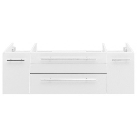 Fresca Lucera 48" White Wall Hung Double Vessel Sink Modern Bathroom Cabinet