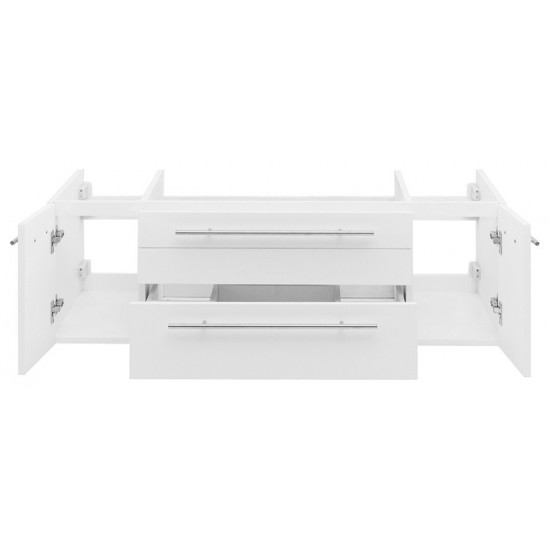 Fresca Lucera 48" White Wall Hung Double Vessel Sink Modern Bathroom Cabinet