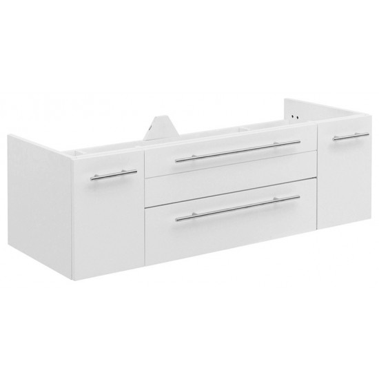 Fresca Lucera 48" White Wall Hung Double Undermount Sink Modern Bathroom Cabinet