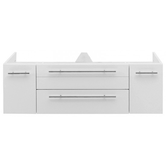 Fresca Lucera 48" White Wall Hung Double Undermount Sink Modern Bathroom Cabinet