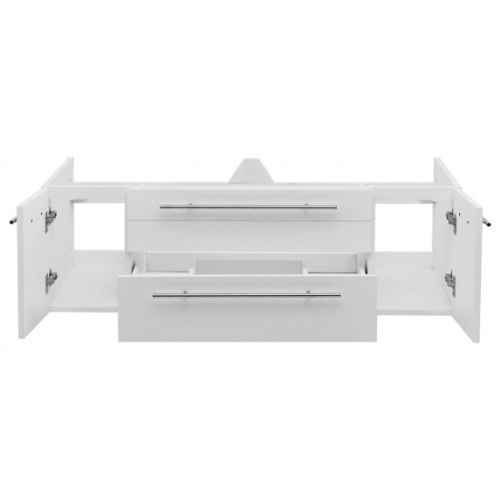 Fresca Lucera 48" White Wall Hung Double Undermount Sink Modern Bathroom Cabinet