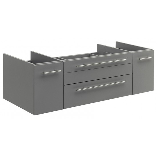 Fresca Lucera 48" Gray Wall Hung Double Vessel Sink Modern Bathroom Cabinet