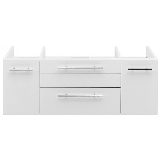 Fresca Lucera 42" White Wall Hung Vessel Sink Modern Bathroom Cabinet