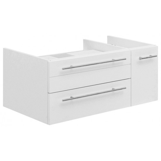 Lucera 36" White Wall Hung Vessel Sink Modern Bathroom Cabinet - Left Version