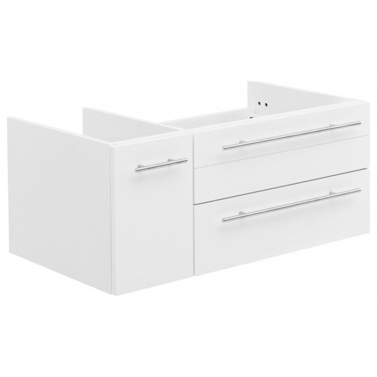 36 White Wall Hung Undermount Sink Modern Bathroom Cabinet - Right Version