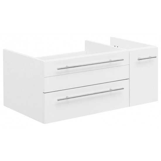 Lucera 36 White Wall Hung Undermount Sink Modern Bathroom Cabinet - Left Version