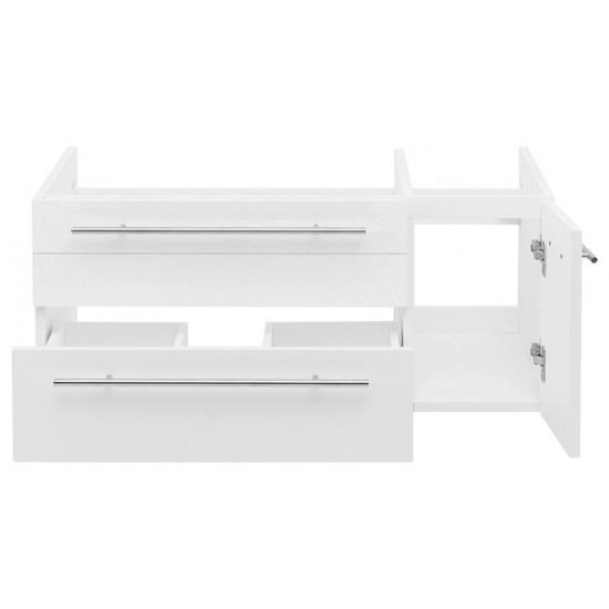 Lucera 36 White Wall Hung Undermount Sink Modern Bathroom Cabinet - Left Version