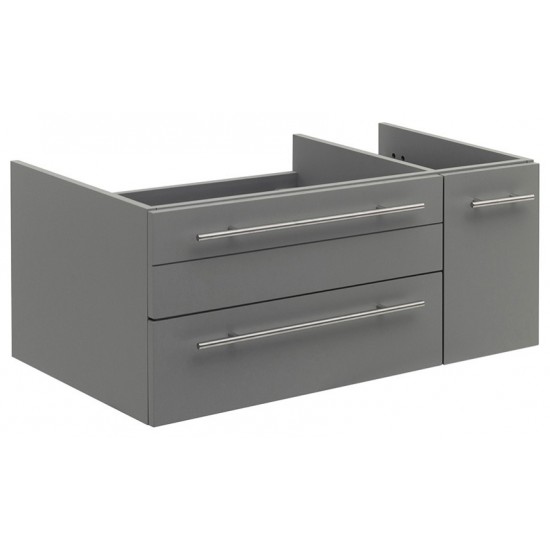 Lucera 36" Gray Wall Hung Undermount Sink Modern Bathroom Cabinet - Left Version