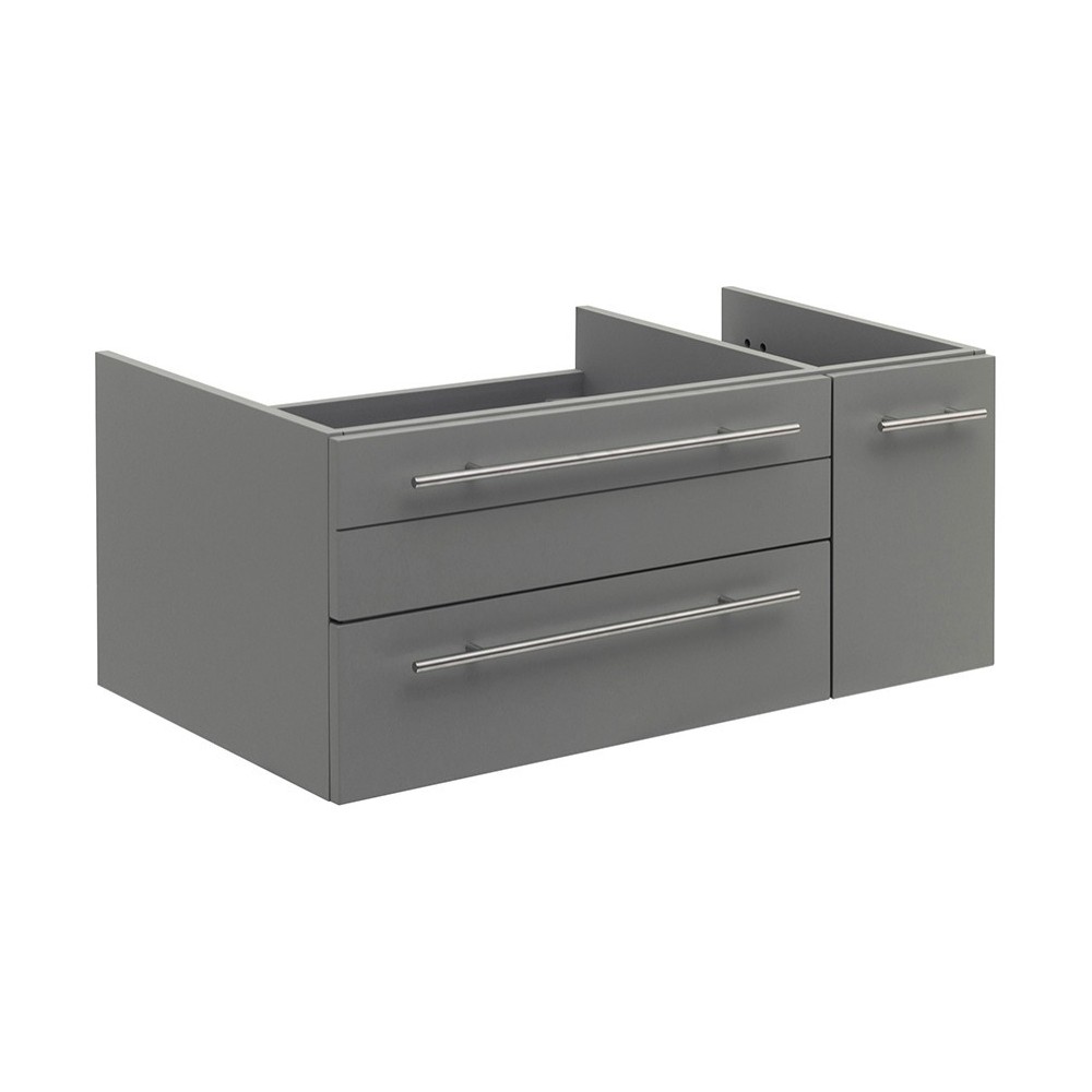 Lucera 36" Gray Wall Hung Undermount Sink Modern Bathroom Cabinet - Left Version