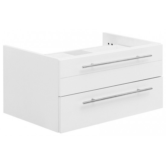 Fresca Lucera 30" White Wall Hung Vessel Sink Modern Bathroom Cabinet