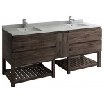 Formosa 82" Floor Standing Open Bottom Double Sink Modern Bathroom Cabinet