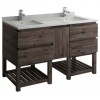 58 Floor Standing Open Bottom Double Sink Bathroom Cabinet, FCB31-241224ACA-FS