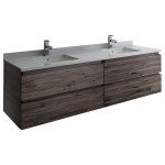 Fresca Formosa 70" Wall Hung Double Sink Modern Bathroom Cabinet, FCB31-3636ACA