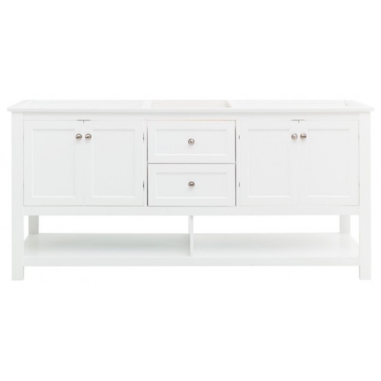 Fresca Manchester 72" White Traditional Double Sink Bathroom Cabinet