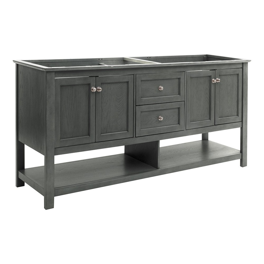 Manchester Regal 72" Gray Wood Veneer Traditional Double Sink Bathroom Cabinet