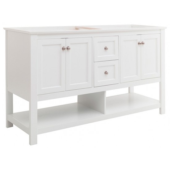 Fresca Manchester 60" White Traditional Double Sink Bathroom Cabinet