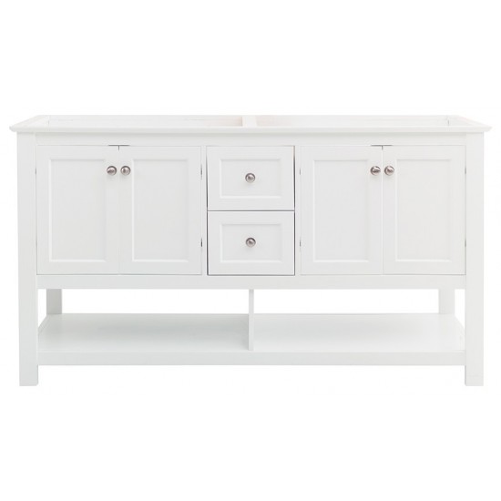 Fresca Manchester 60" White Traditional Double Sink Bathroom Cabinet