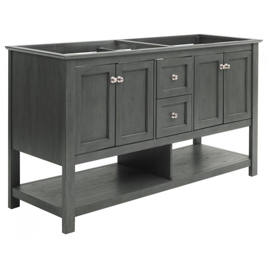 Manchester Regal 60" Gray Wood Veneer Traditional Double Sink Bathroom Cabinet