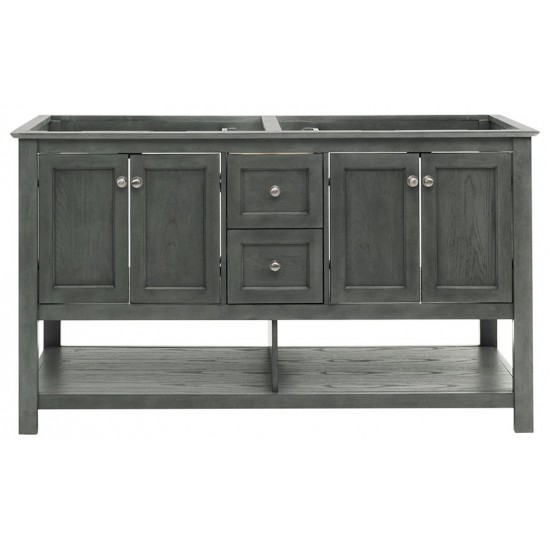 Manchester Regal 60" Gray Wood Veneer Traditional Double Sink Bathroom Cabinet