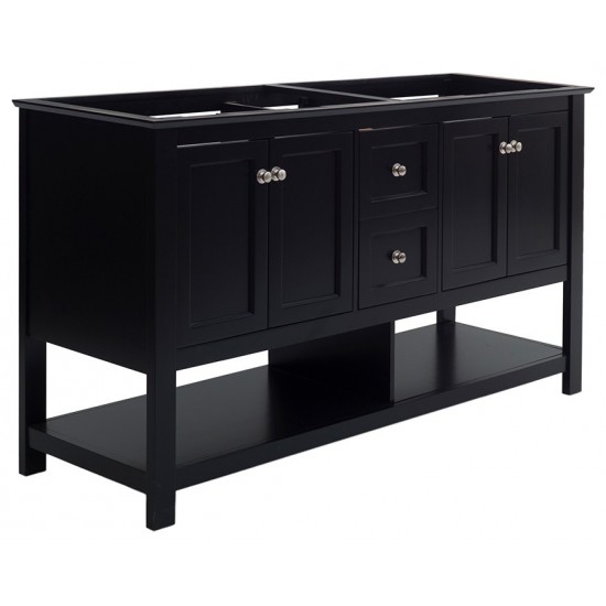 Fresca Manchester 60" Black Traditional Double Sink Bathroom Cabinet