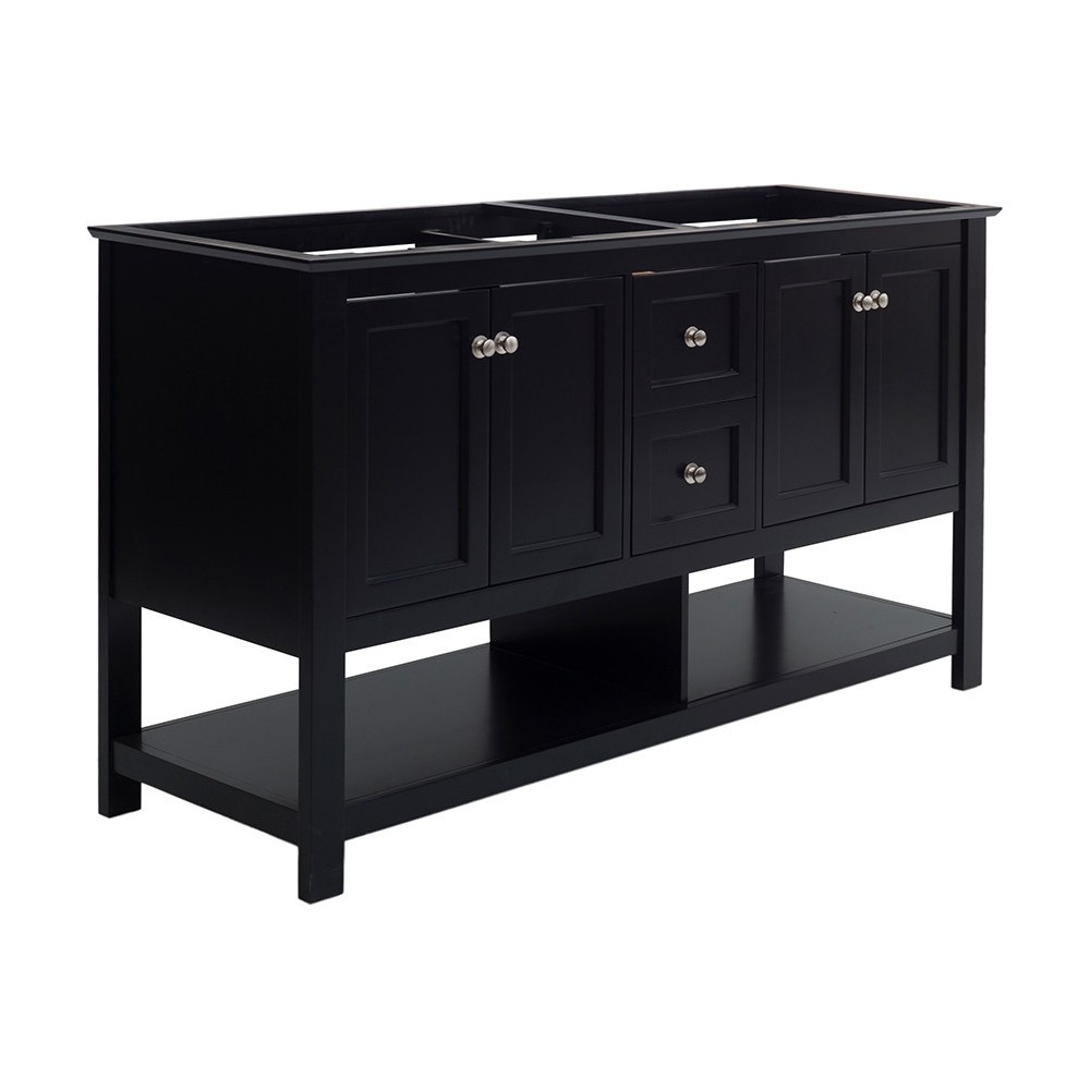 Fresca Manchester 60" Black Traditional Double Sink Bathroom Cabinet