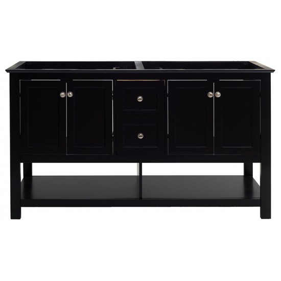 Fresca Manchester 60" Black Traditional Double Sink Bathroom Cabinet