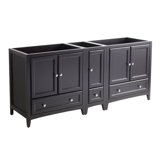 Oxford 71" Espresso Traditional Double Sink Bathroom Cabinets, FCB20-301230ES