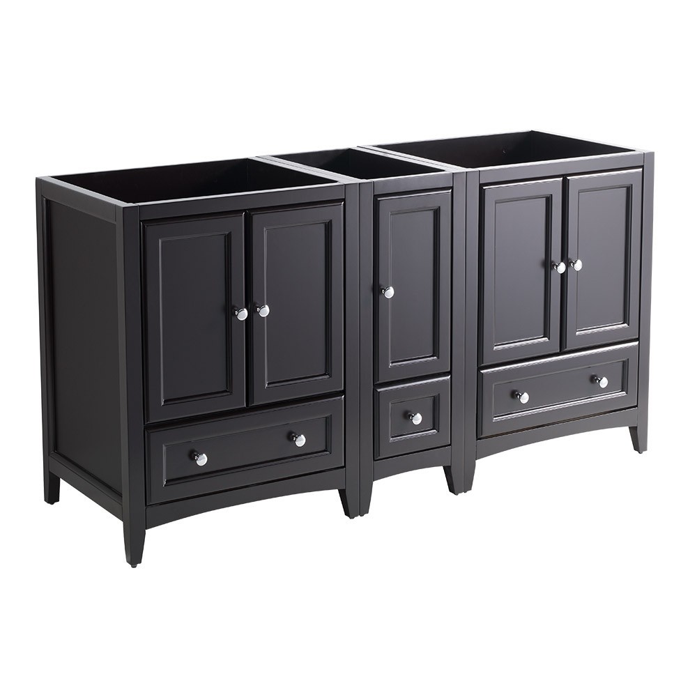 Fresca Oxford 60" Espresso Traditional Double Sink Bathroom Cabinets