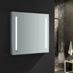 Tiempo 36" Wide x 36" Tall Bathroom Medicine Cabinet w/ LED Lighting & Defogger