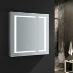 Spazio 30" Wide x 30" Tall Bathroom Medicine Cabinet w/ LED Lighting & Defogger