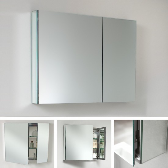 Fresca 30" Wide x 26" Tall Bathroom Medicine Cabinet w/ Mirrors