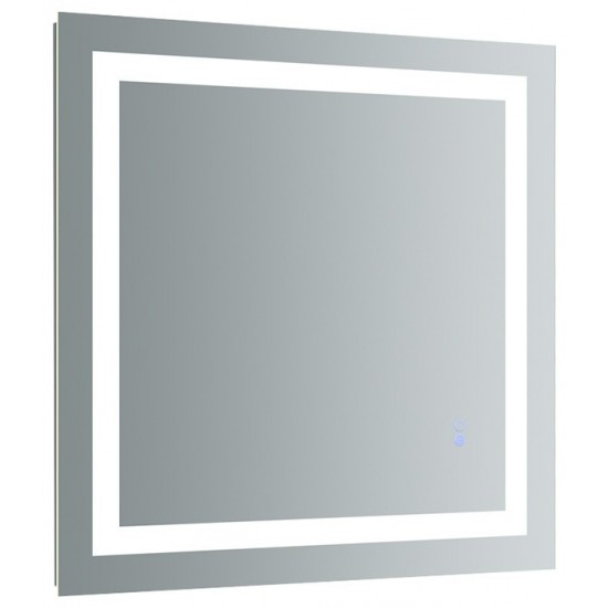 Fresca Santo 30" Wide x 30" Tall Bathroom Mirror w/ LED Lighting and Defogger