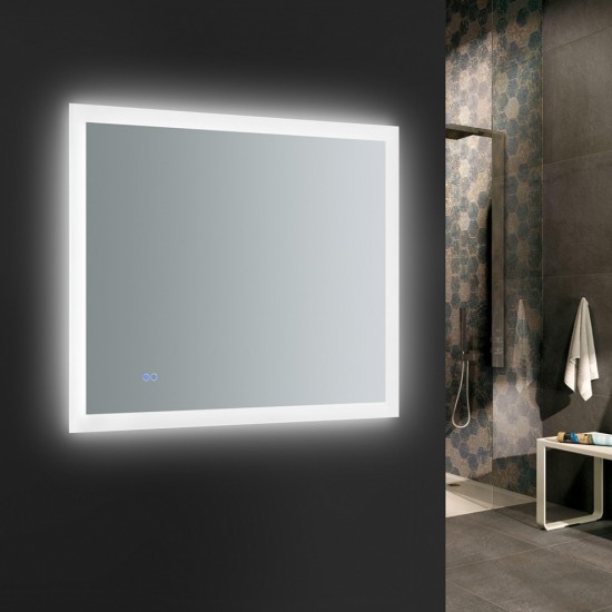 Angelo 36 Wide x 30 Tall Bathroom Mirror w/ Halo Style LED Lighting and Defogger
