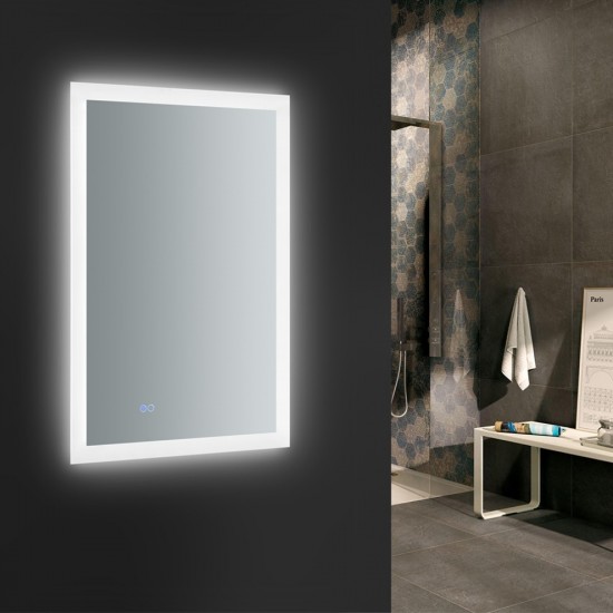 Angelo 24 Wide x 36 Tall Bathroom Mirror w/ Halo Style LED Lighting and Defogger