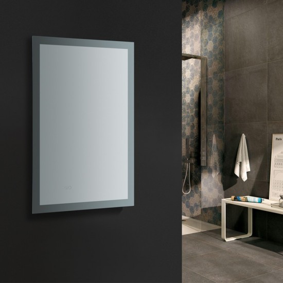 Angelo 24 Wide x 36 Tall Bathroom Mirror w/ Halo Style LED Lighting and Defogger